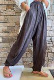 Lalli Damask Classic Tapered Barrel Leg Pant Chocolate